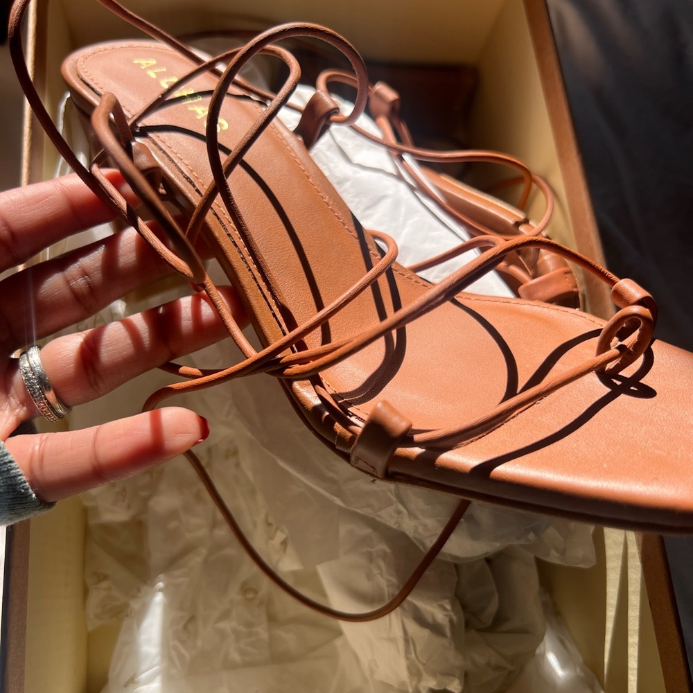 ALOHAS Brown Heeled Sandals with Intricate Straps
